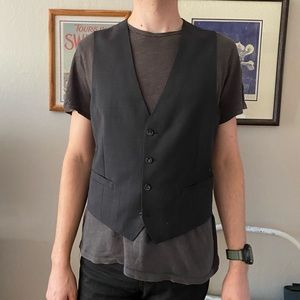 Black Suit Vest | Satin / Wool